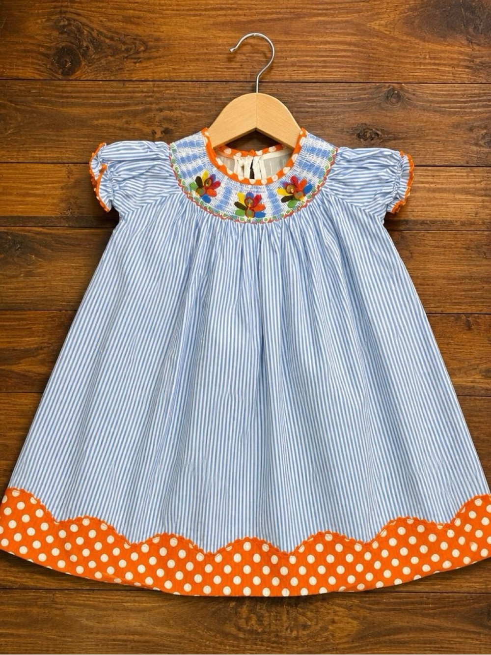 Lil Cactus Smocked Turkey Thanksgiving Dress – Girls 4T